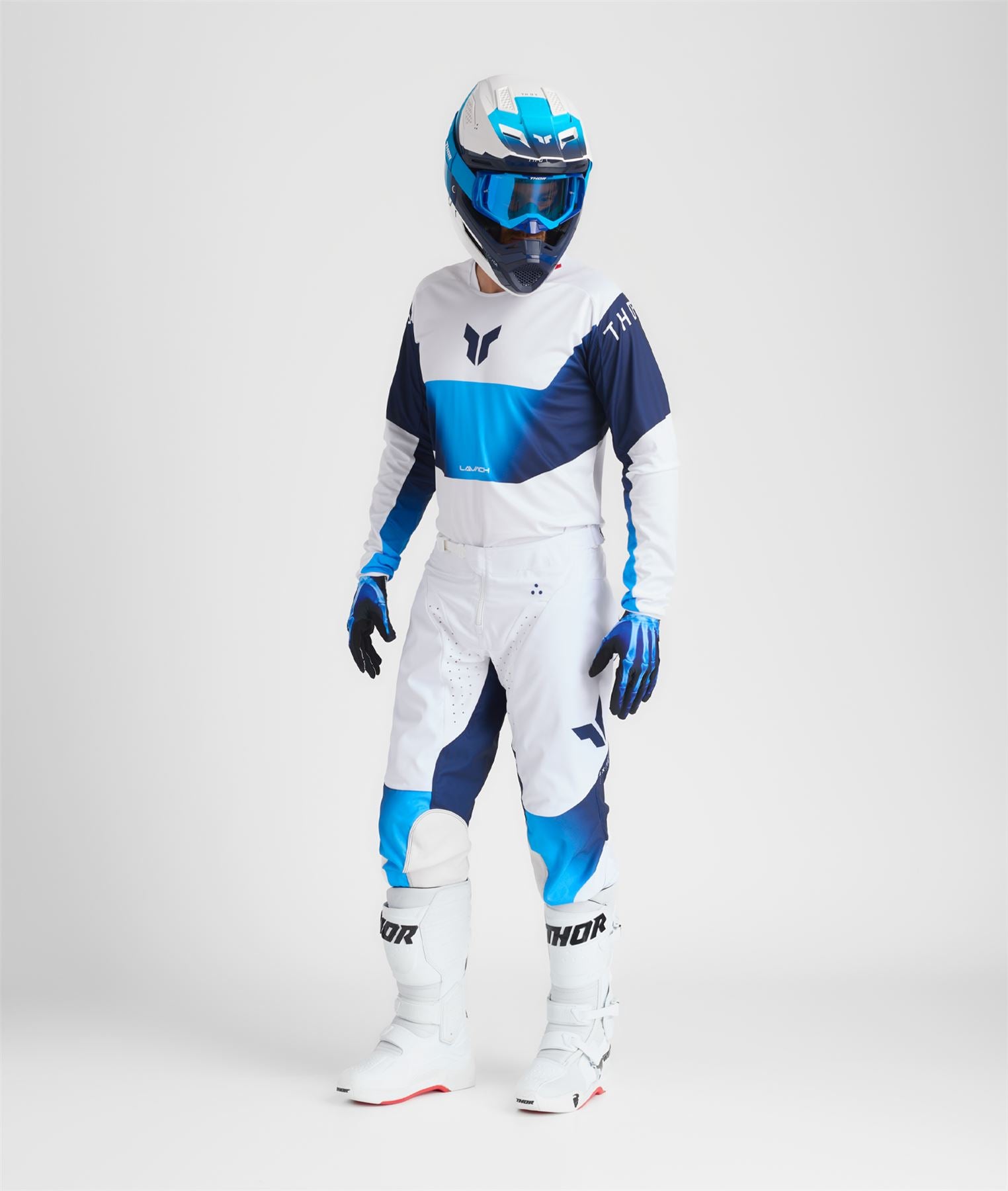 Thor 2026 Motocross Combo Kit Launchmode Storm White Blue